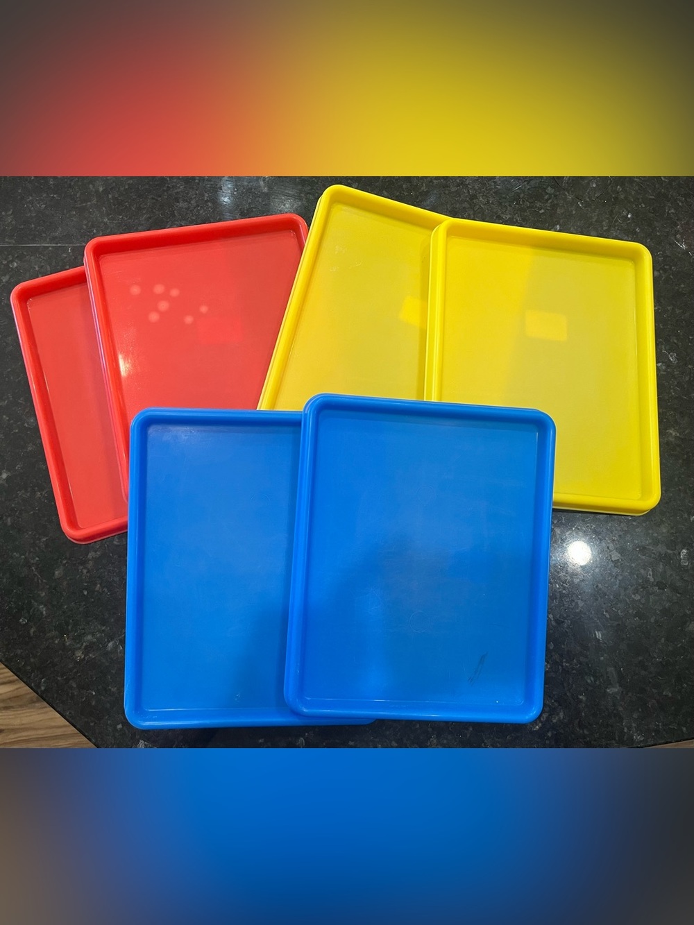 Kids Learning Activity Trays - Blue, Yellow & Red Set